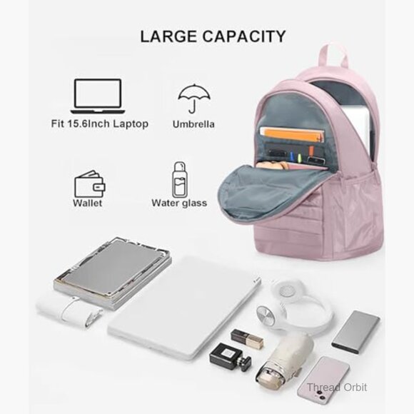 Water-Resistant Laptop Backpack with Luggage Strap, 15.6 Inch main image 6